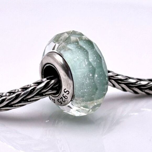 PANDORA Fascinating Iridescence Frosty Mint Facet Glass Charm ALE 925S Authentic - Picture 7 of 10